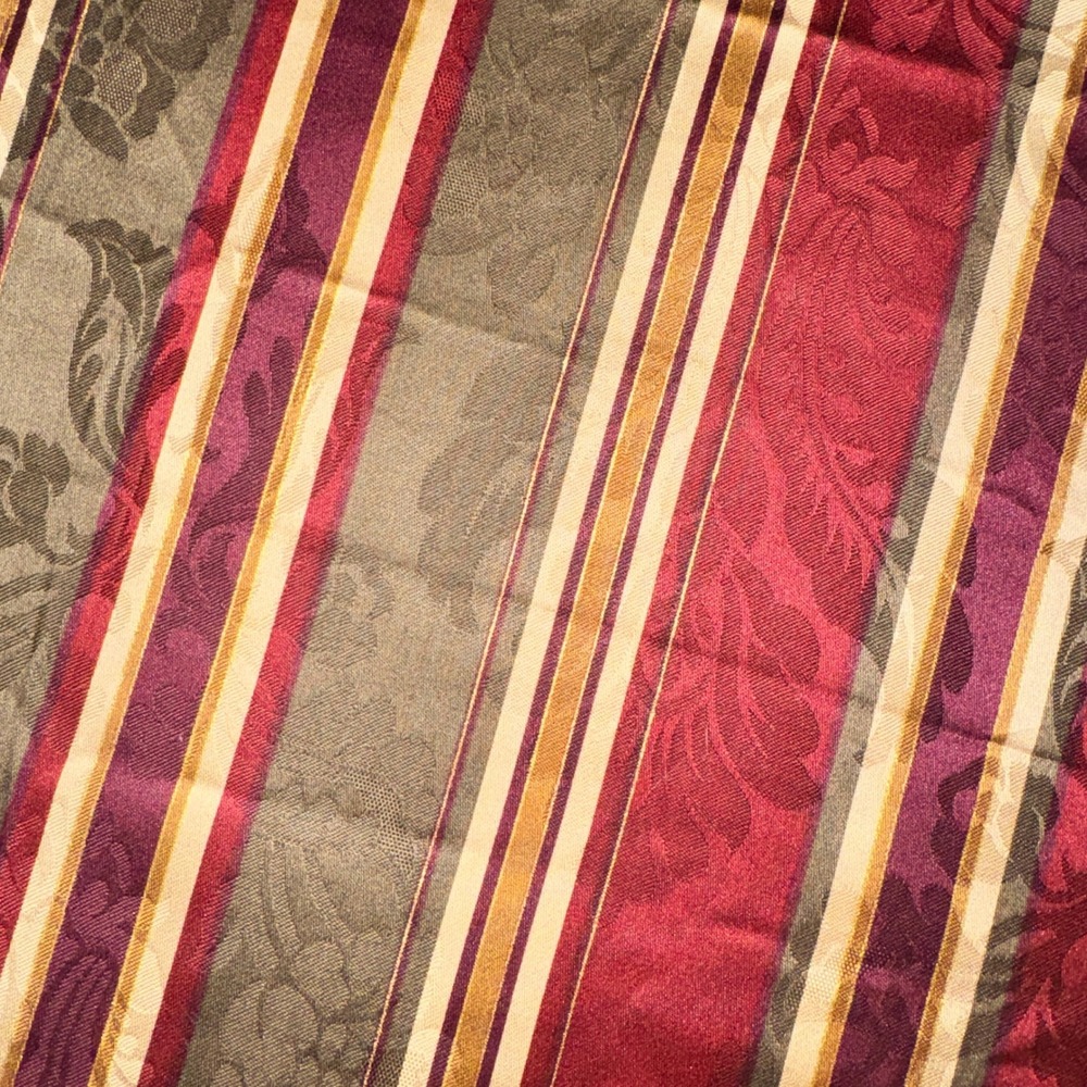 Mill Creek Fabrics Damask Stripe Upholstery Fabric Burgundy Olive 54x64 Zepel